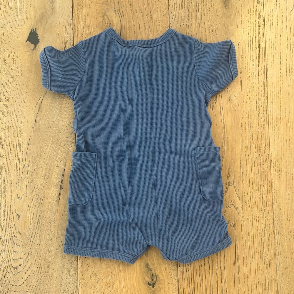 Carters Baby Boy Coveralls Shorts Romper Blue Navy Button 12 months - Picture 2 of 5